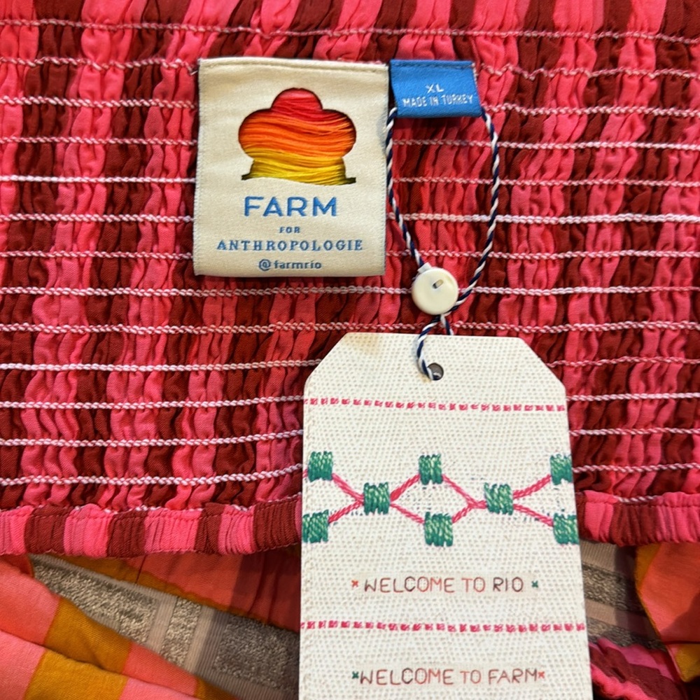 FARM Rio for Anthropologie NWT Pink Combo Cropped Top with smocked back. - Picture 11 of 11